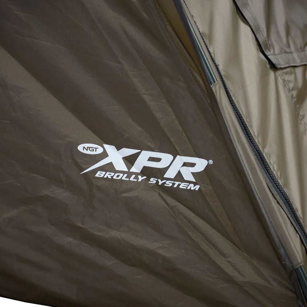 NGT XPR Shelter - Brolly system with Zip on Front. Includes groundsheet, Storm Poles and Case.