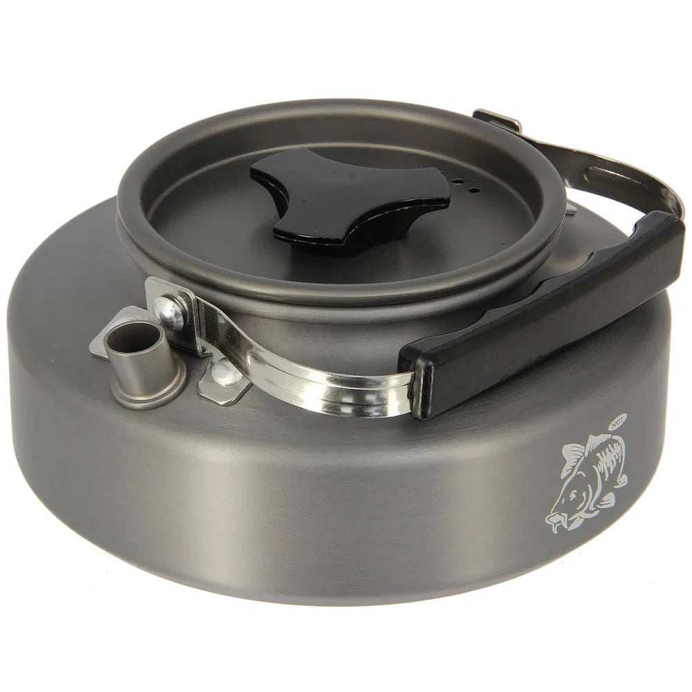 NGT Aluminium Outdoor Kettle Set - 0.80 Litre Gun Metal Kettle with Teaspoon and 600D Case