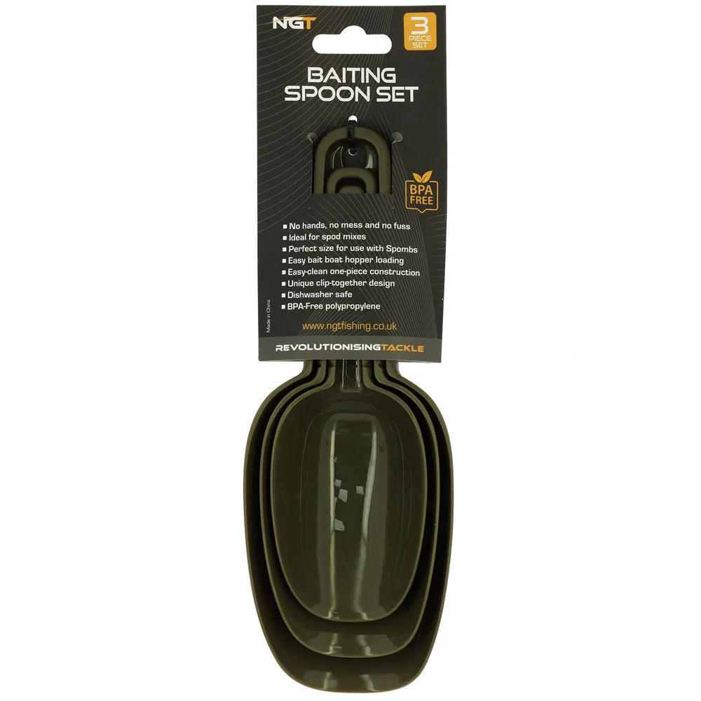 NGT 3pc Baiting Spoon Set- Ideal for PVA Bags, Spod Mix and Bait Launchers