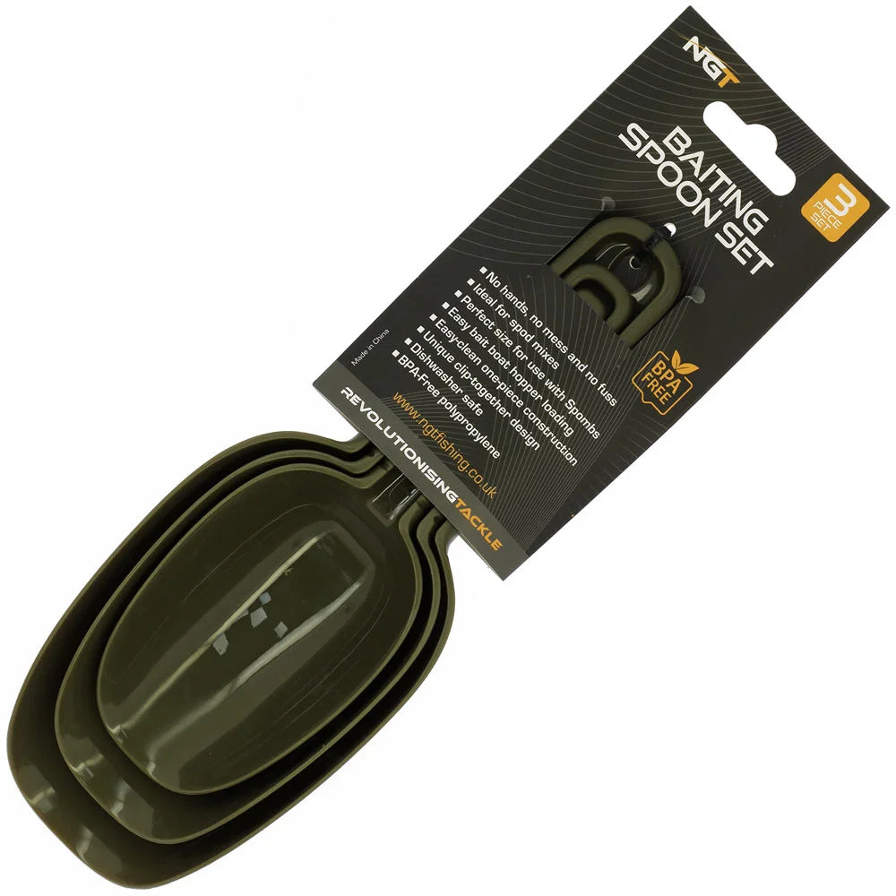 NGT 3pc Baiting Spoon Set- Ideal for PVA Bags, Spod Mix and Bait Launchers