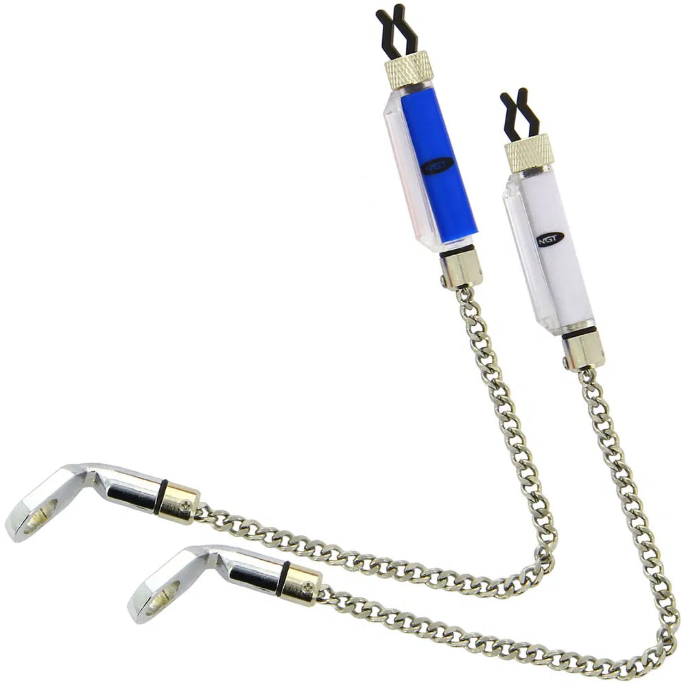 NGT Carp Fishing Black VX2 Twin Bite Alarm and Indicator Set with Batteries