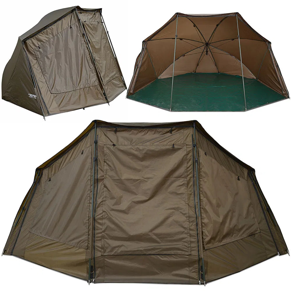 NGT XPR Shelter - Brolly system with Zip on Front. Includes groundsheet, Storm Poles and Case.