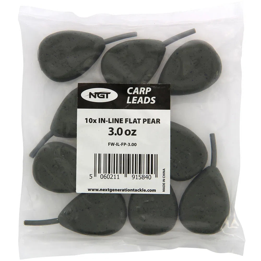 NGT 3oz In-line Flat Pear Lead x10