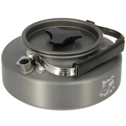 NGT Aluminium Outdoor Kettle Set - 0.80 Litre Gun Metal Kettle with Teaspoon and 600D Case