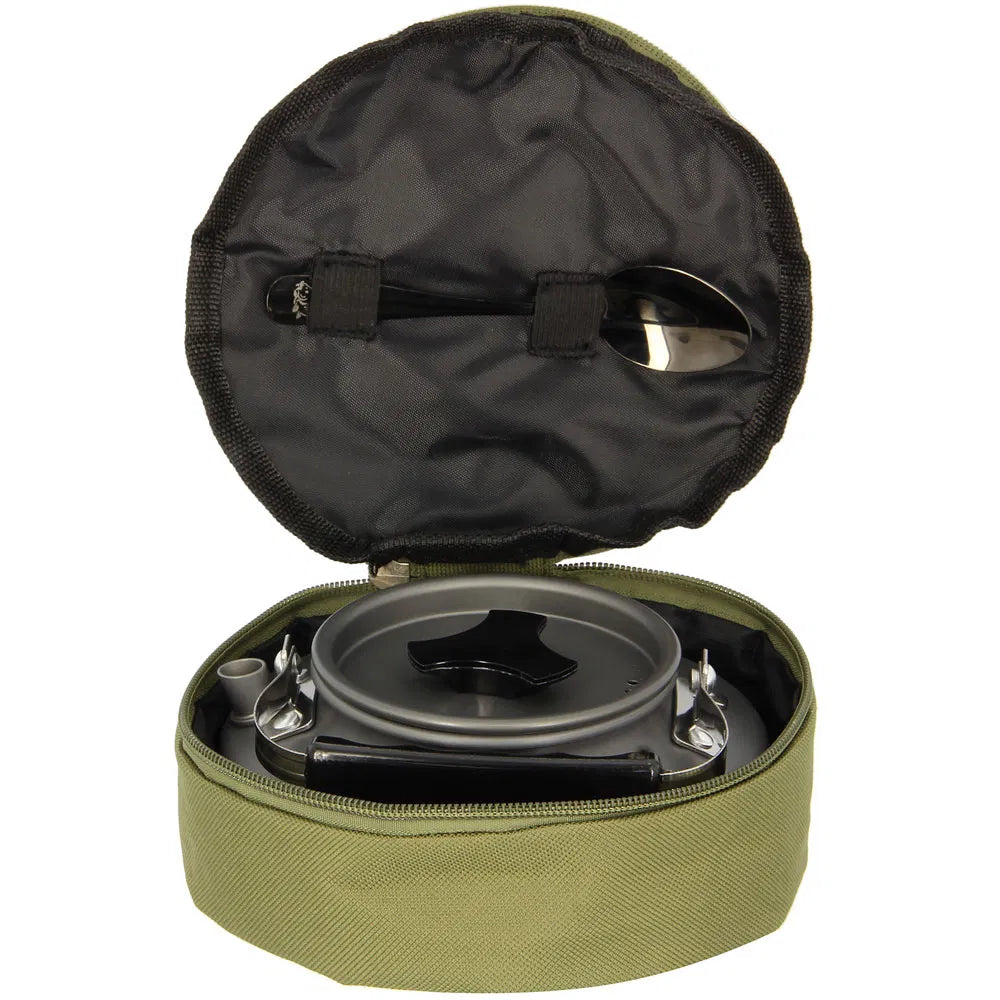 NGT Aluminium Outdoor Kettle Set - 0.80 Litre Gun Metal Kettle with Teaspoon and 600D Case