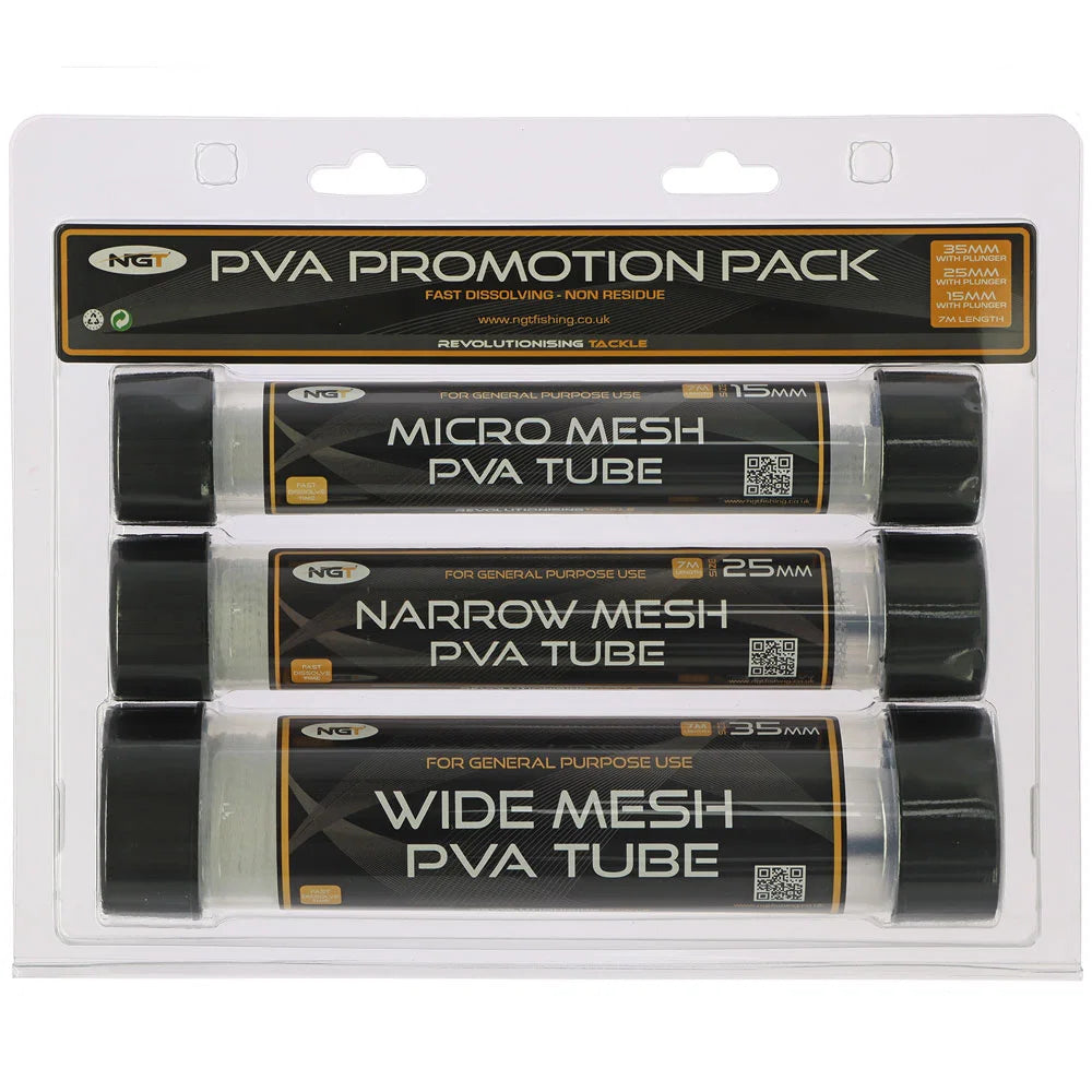 NGT PVA Promotion Pack - 35mm, 25mm and 15mm 7m Tubes with Plungers